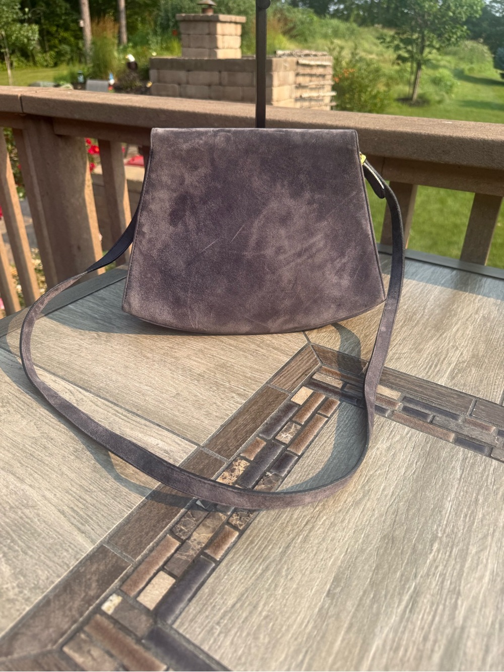 EUC Salvatore Ferragamo Vintage Suede 1980's Luxury Taupe Crossbody Bag - Picture 4 of 14